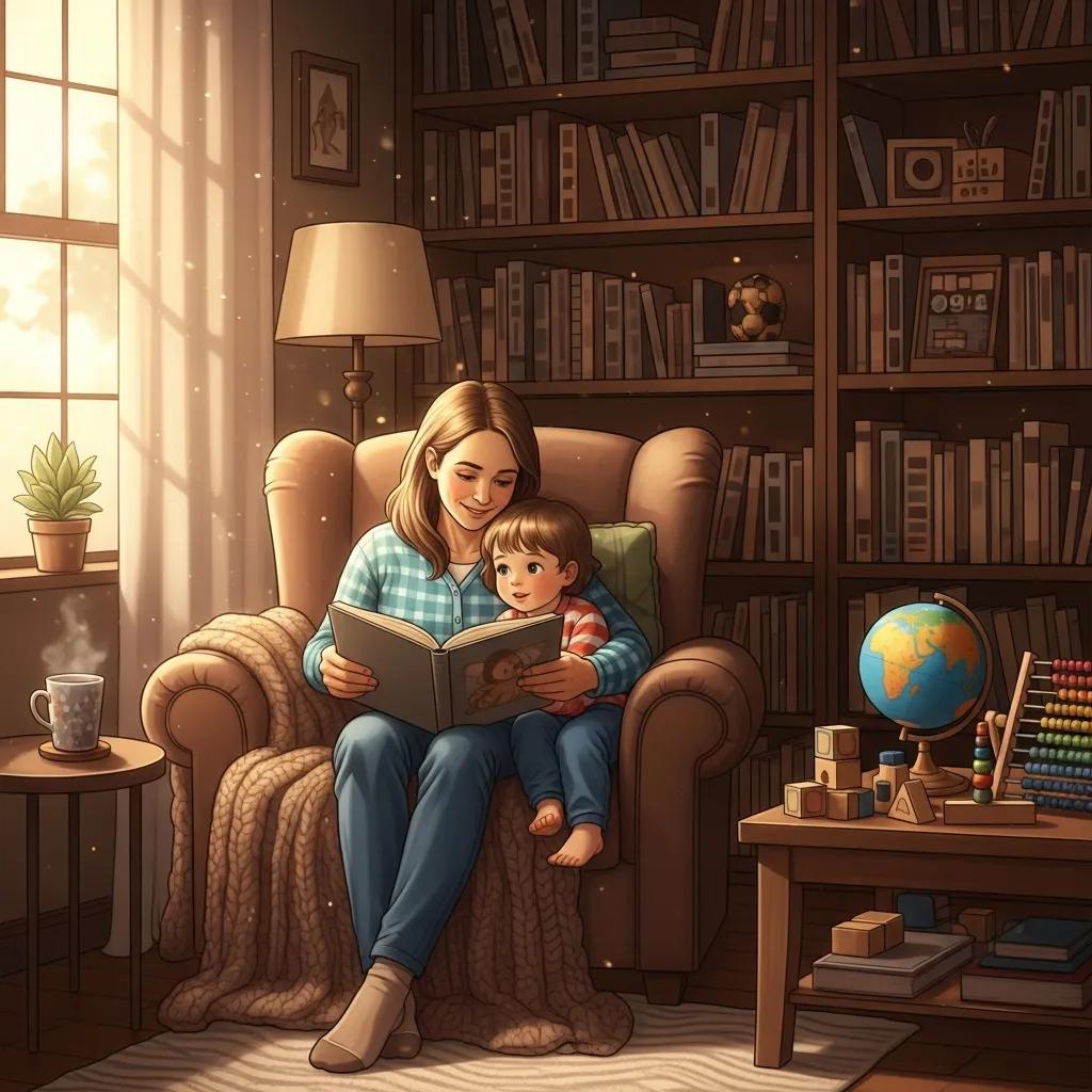 Parent reading to child in a cozy setting, illustrating nurturing parenting advice