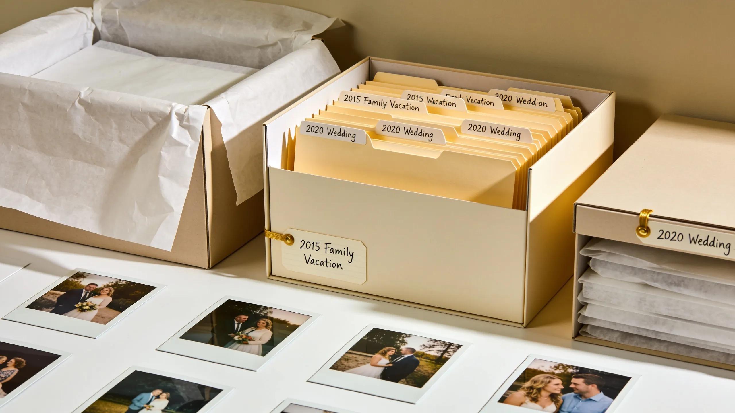 Acid-free storage solutions for digitized photos, highlighting effective preservation techniques